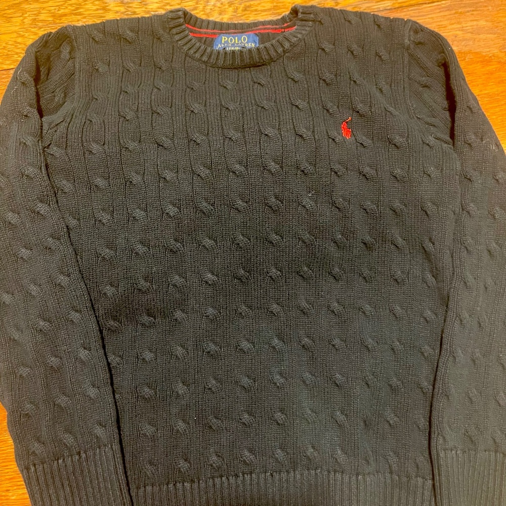 Ralph Lauren Polo Boys Cotton Cable Sweater Black